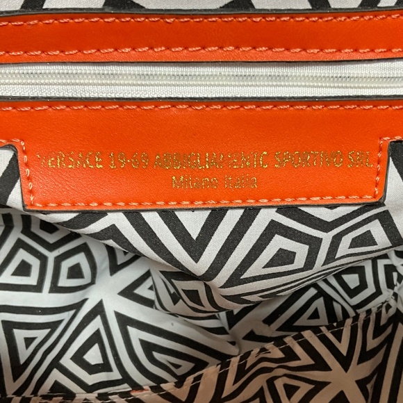 Versace 1969 collection; lock feature handbag/shoulder, red tan  112-B3a - Picture 3 of 11